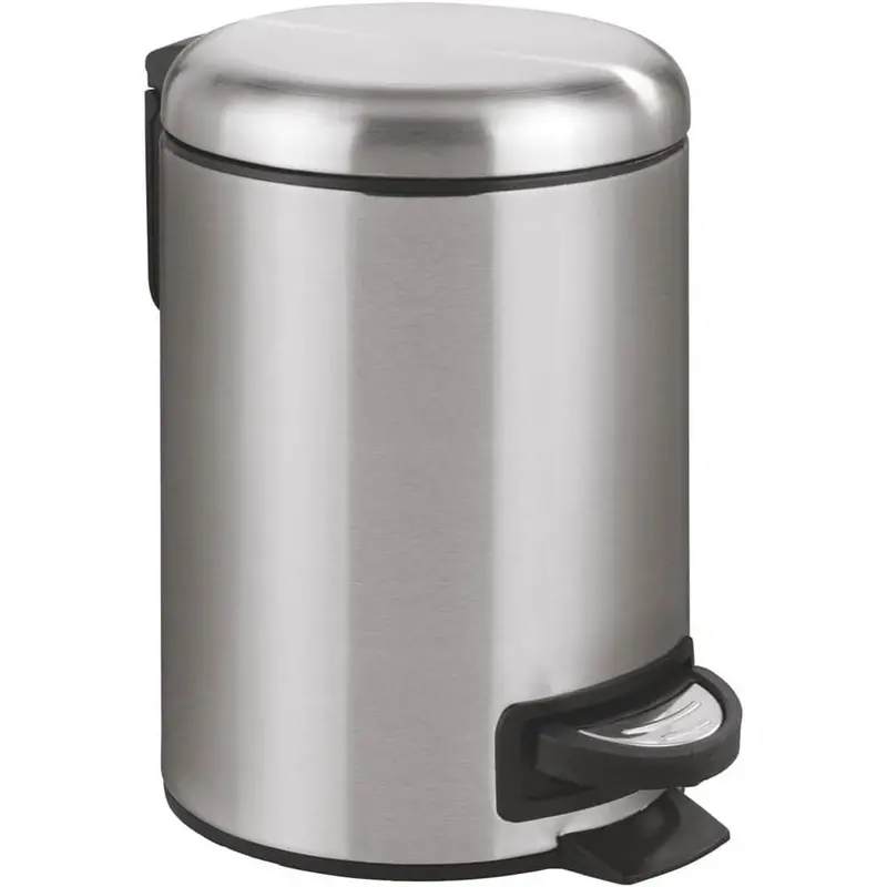 Matt-Finish Stainless Steel 3-Litre Kitchen Waste Bin – Slim Pedal Operated 1