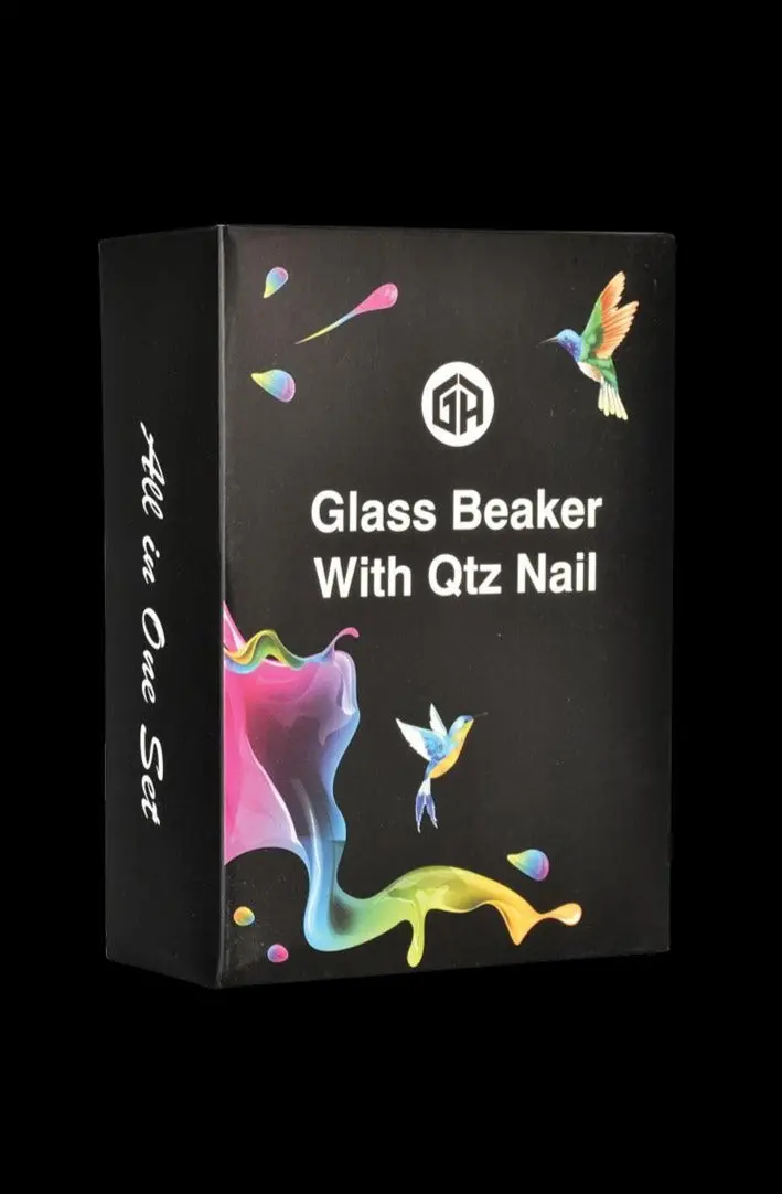 Mini Beaker Glass Bong With Integrated Quartz Banger 1