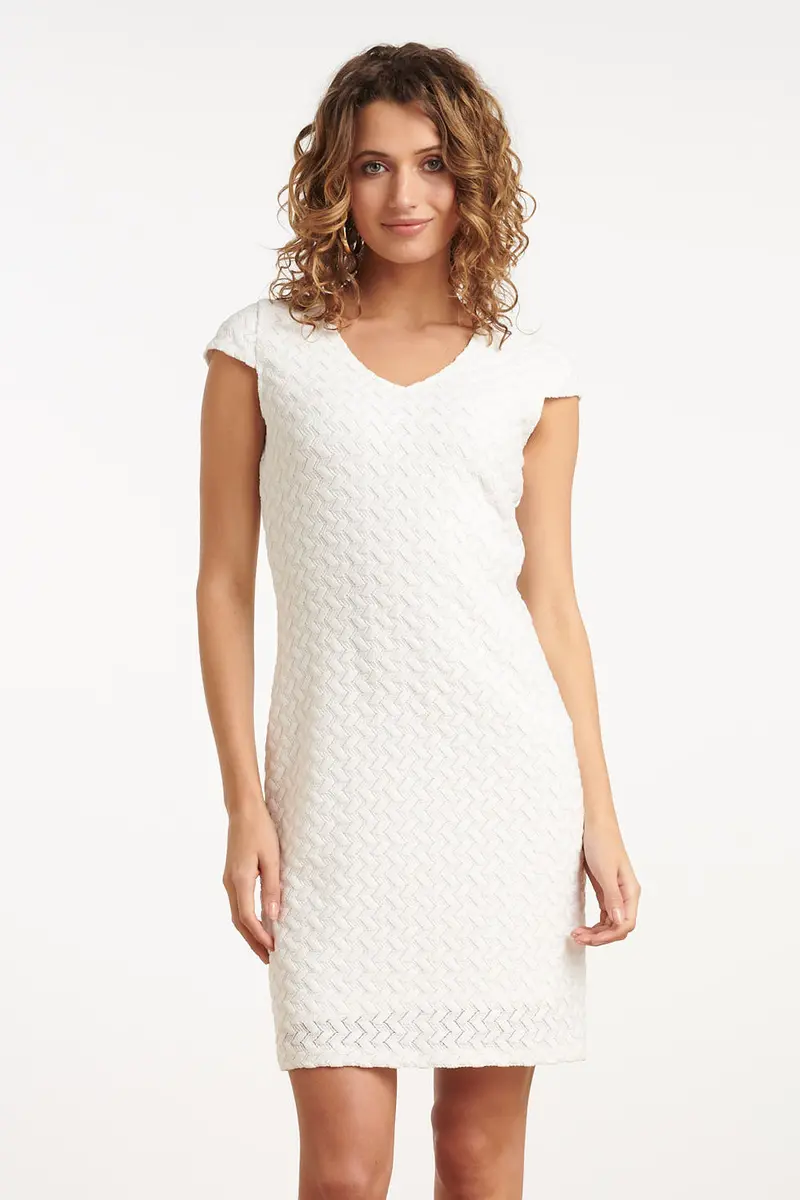 Minimalist Off-White Maxi Dress – Style 35090 1
