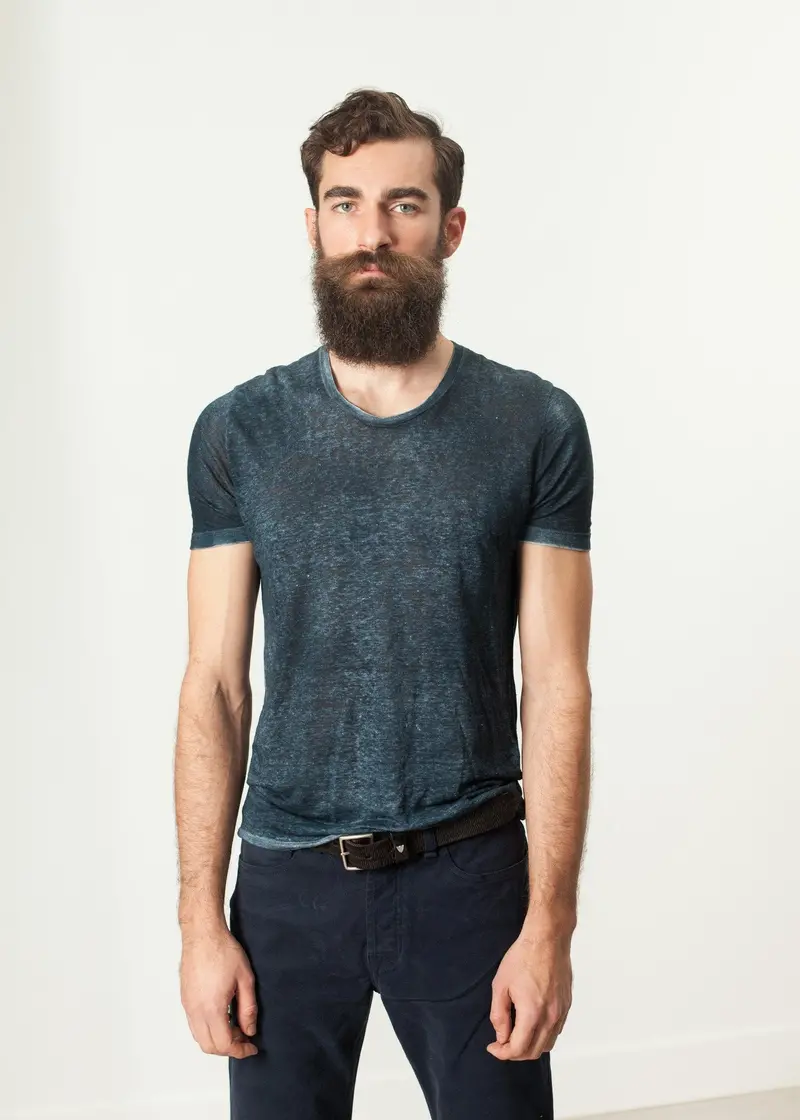 Navy And Black Melange Cotton T-Shirt 1