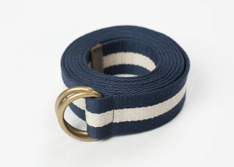 Navy And White Striped Woven Web Belt 1