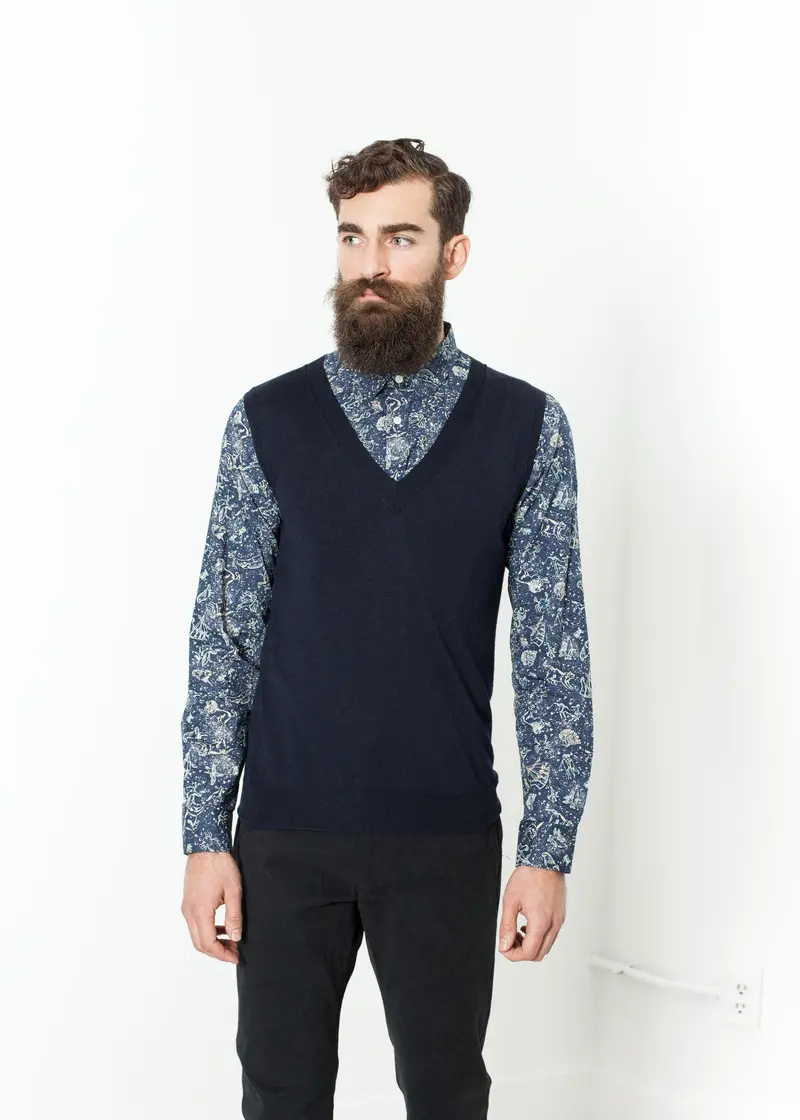Navy Basic Sleeveless Quilted Gilet 1