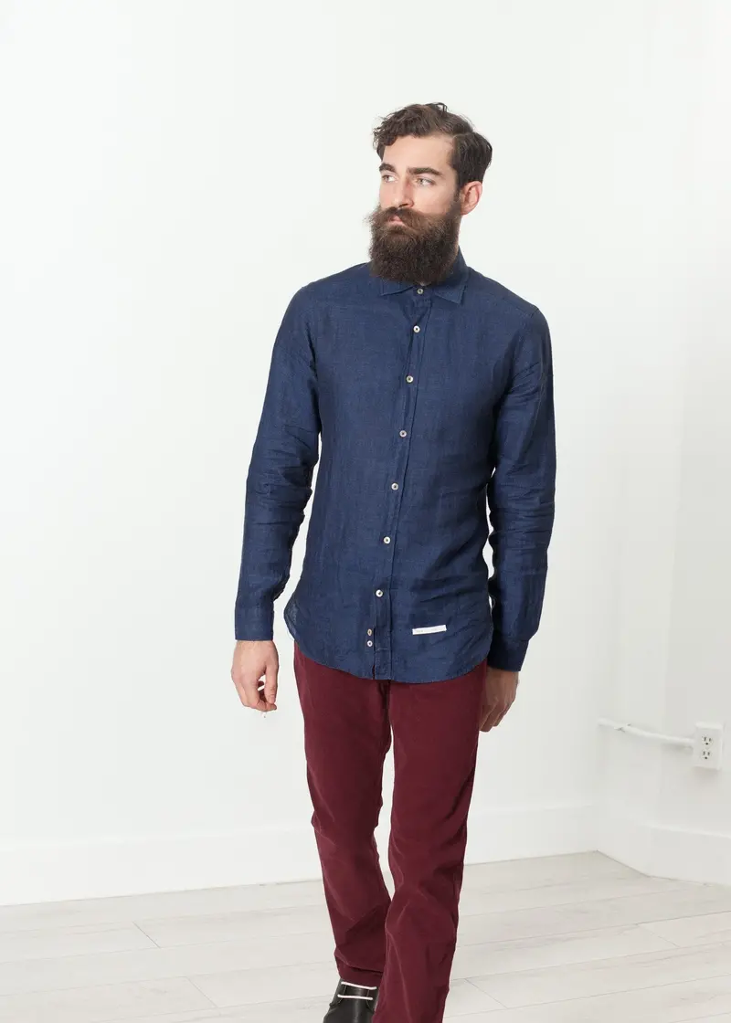 Navy Blue Classic Button-Up Shirt 1