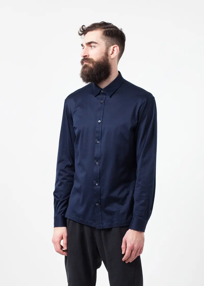 Navy Scotland-Style Button-Up Shirt 1