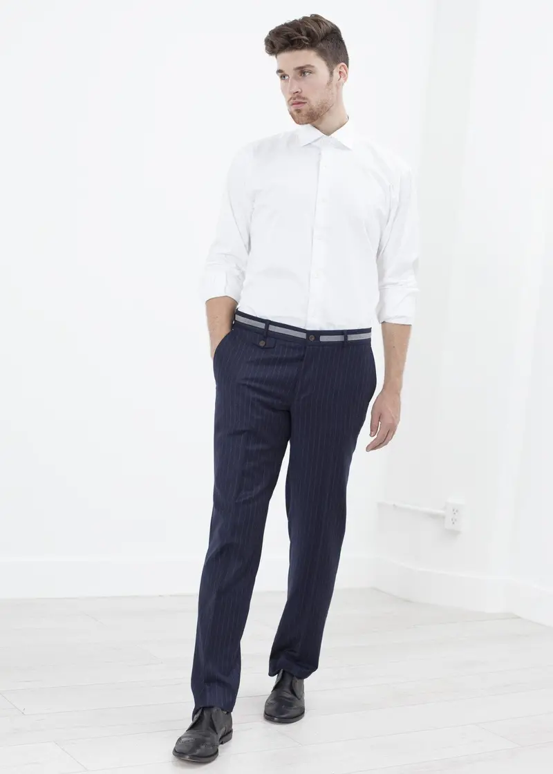 Navy Striped Sinclair Tailored Trousers 1