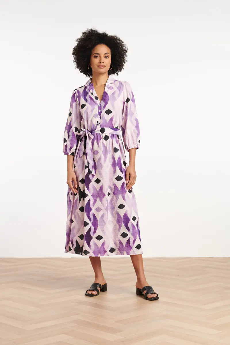 Off-White And Purple A-Line Dress – Style 35184 1