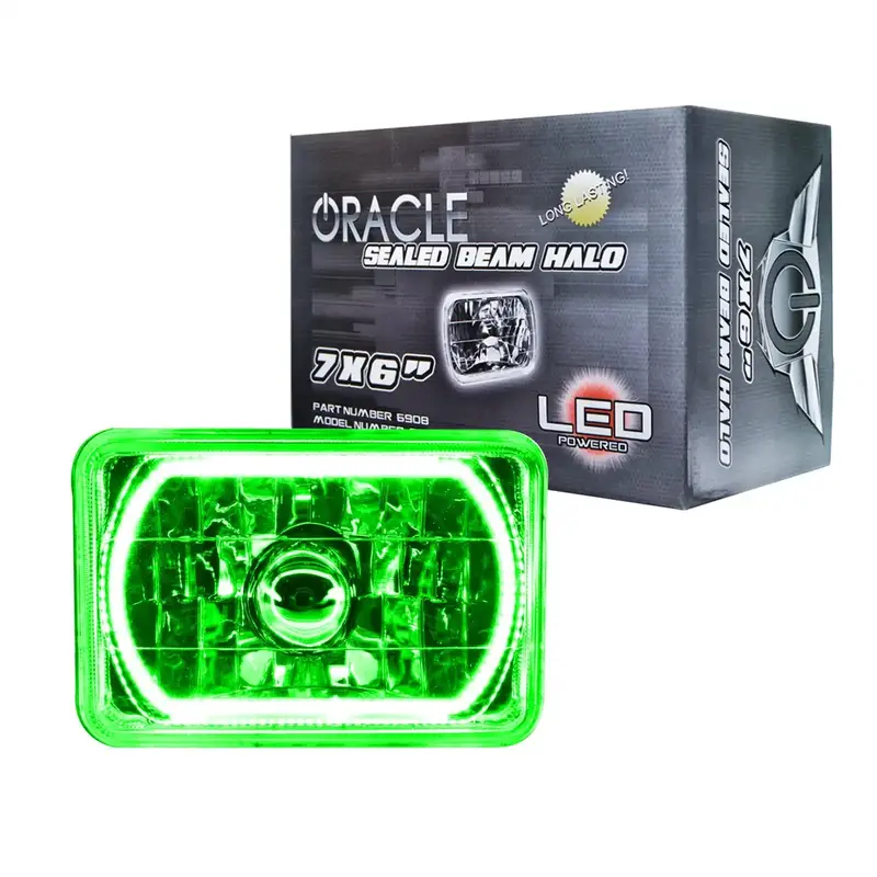 Oracle Lighting 6908-004 Pre-Wired Green Sealed Beam Headlights – 7X6-Inch Dot-Compliant Lighting 1