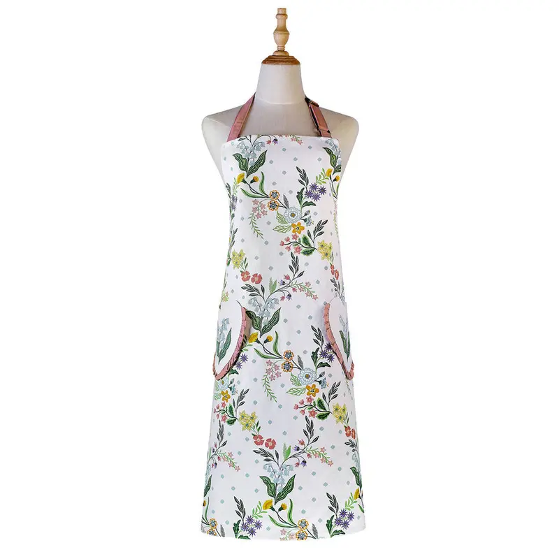 Petals & Prose Pink Cotton Apron – Lightweight, Fully Lined With Cross-Back Design 1