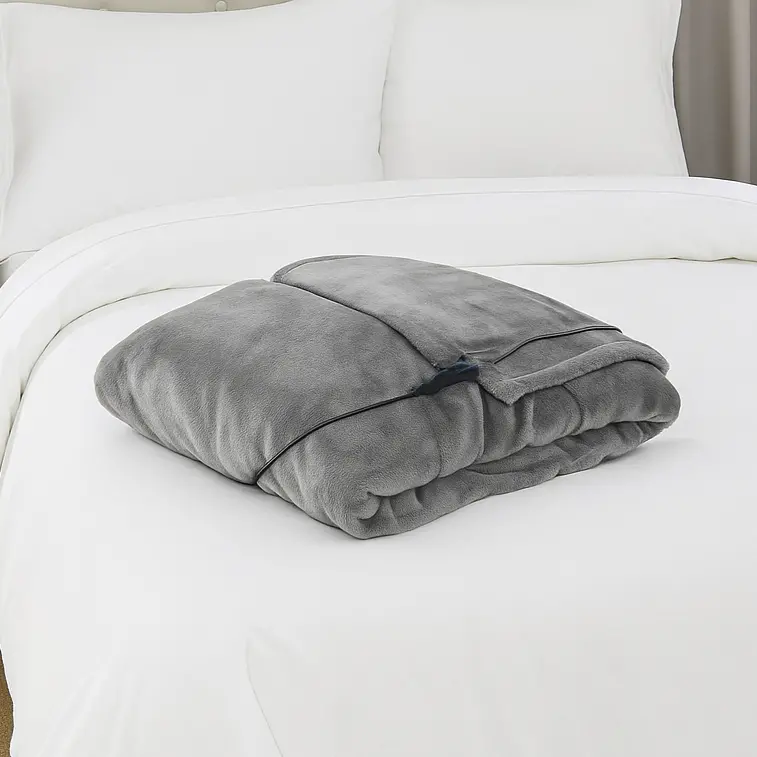 Plush Heated Throw Blanket – Soft Grey Luxury Electric Lap Blanket 1