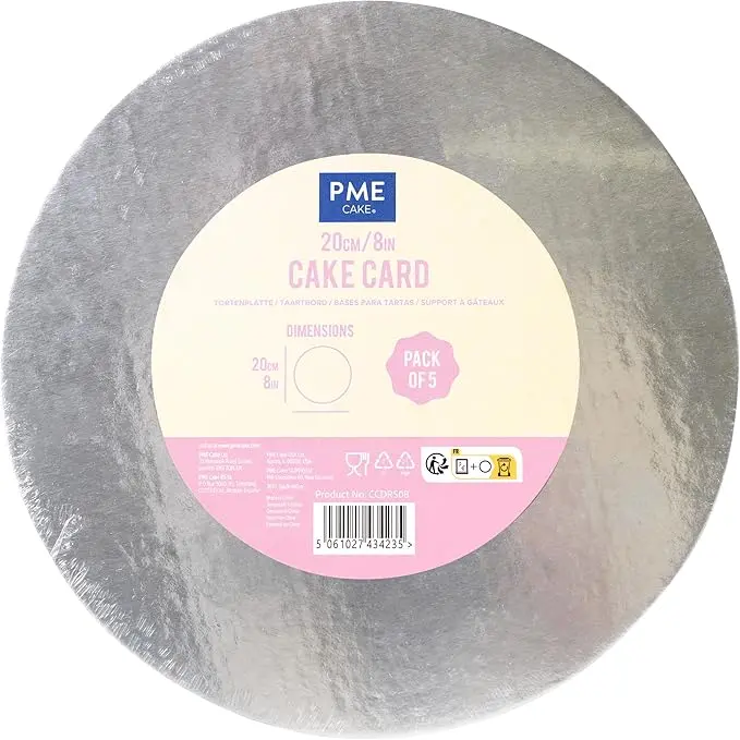 Pme Silver Round Cake Boards – Pack Of 5, 8 Inch (20 Cm) 1