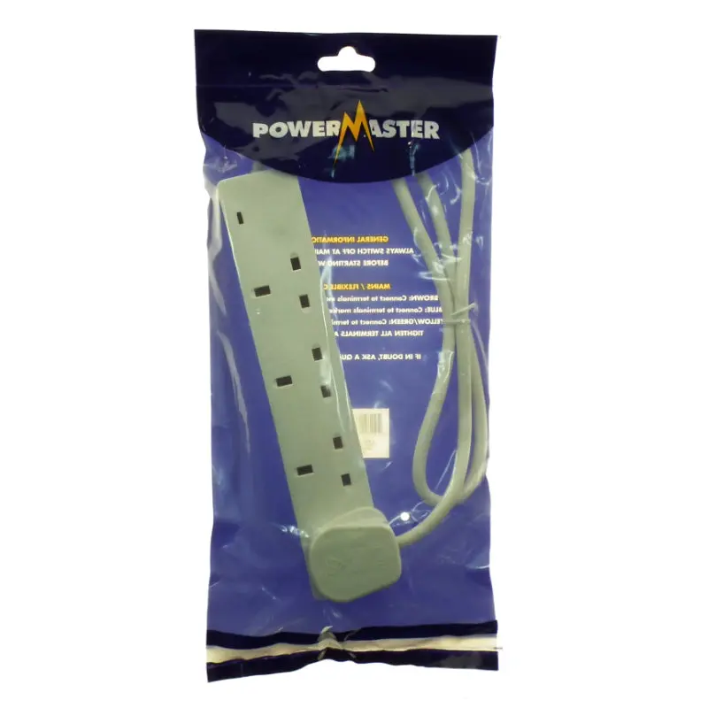 Powermaster 4-Socket 1-Metre 13A Extension Lead With Surge Protection 1