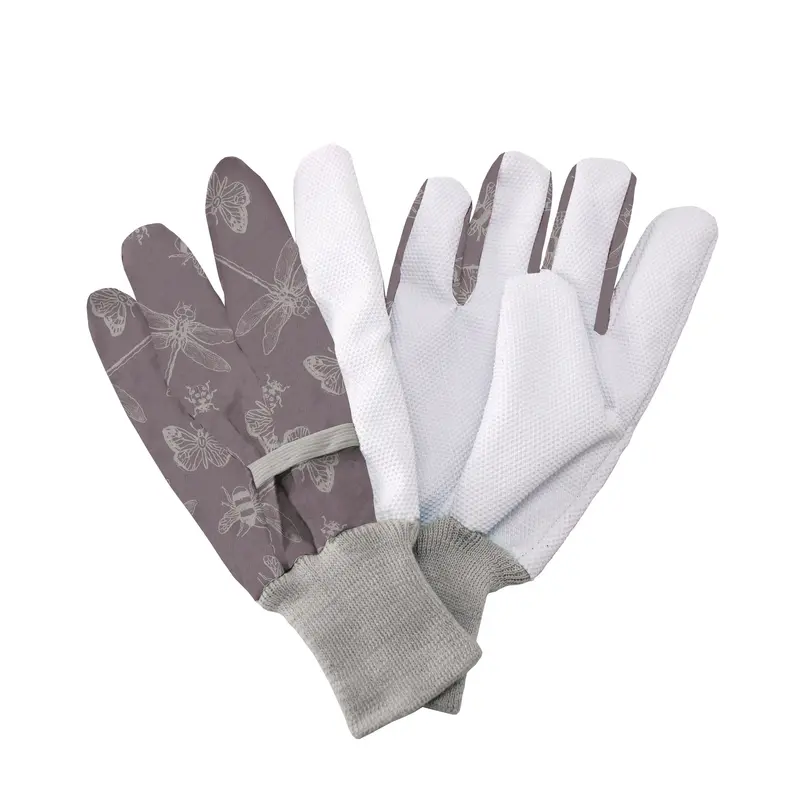 Purple Insect-Print Jersey Cotton Grip Gloves 1