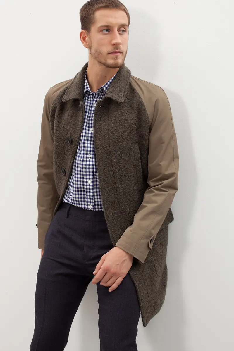 Raglan Olive Wool Blend Overcoat 1