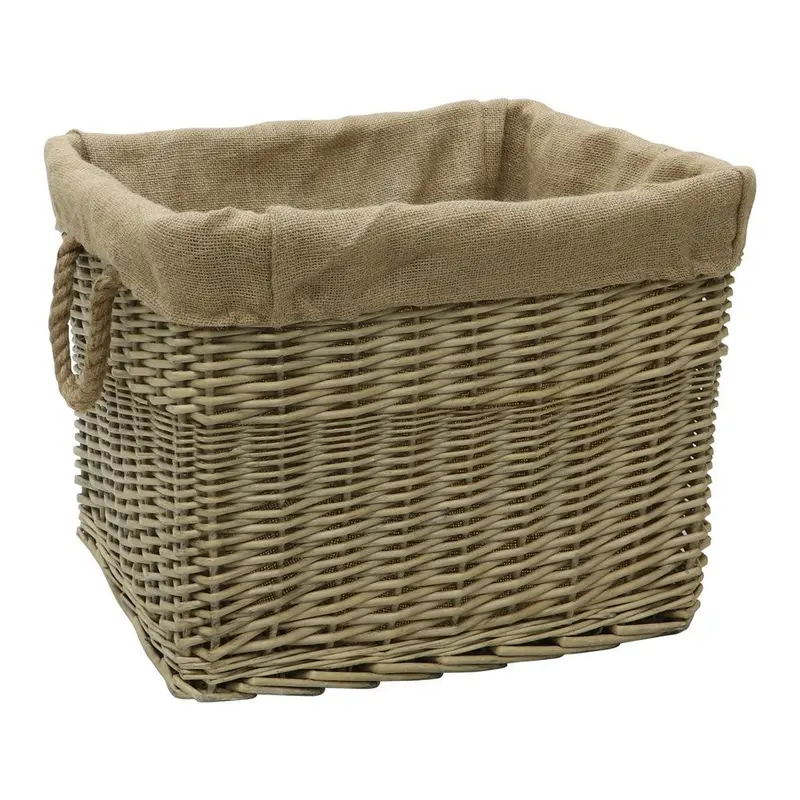 Rectangular Lined Log Basket – Woven Rattan Style 1