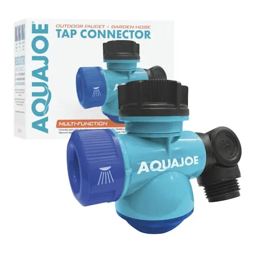 Refurbished Aqua Joe Sji-Mfga1-Aqu Multi-Function Outdoor Faucet And Hose Tap Connector In Blue 1