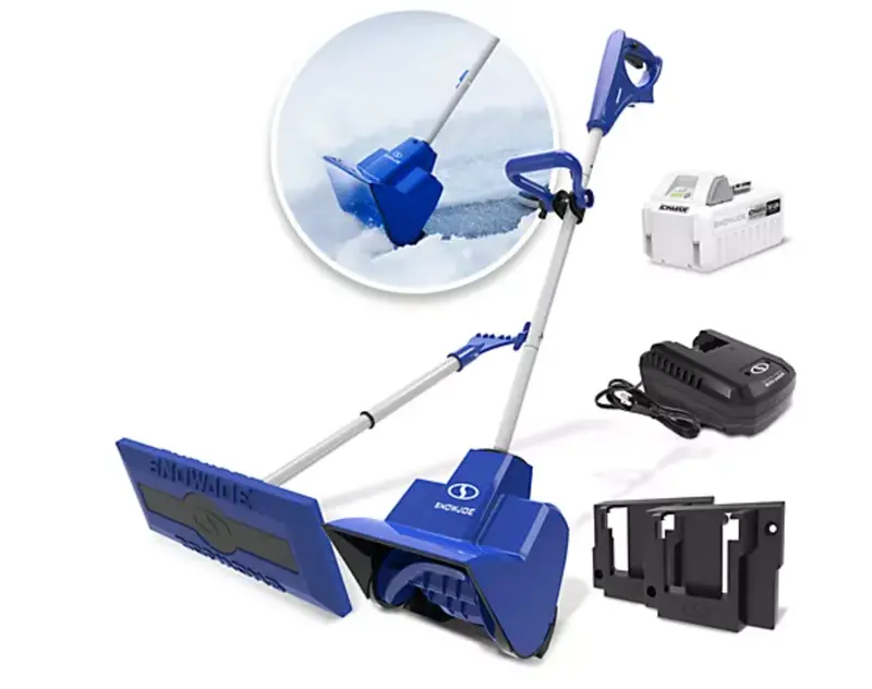 Refurbished Snow Joe 24V 11-Inch Cordless Snow Thrower Kit – Includes Telescoping Broom & Battery Holder 1