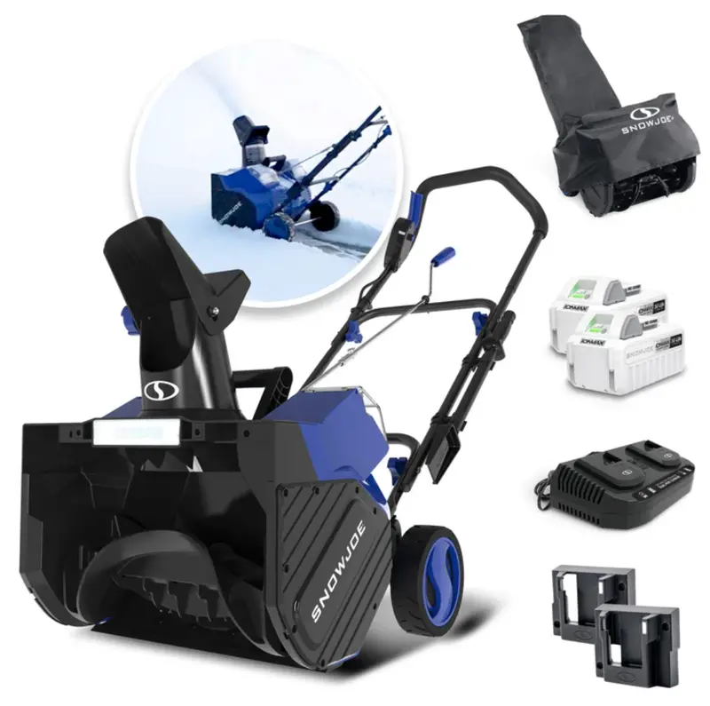 Refurbished Snow Joe 48V Snow Blower Bundle – Dual 4.0Ah Batteries, Charger, Cover & Holders Included 1