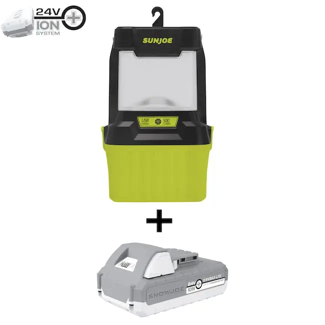 Refurbished Sun Joe 24V-Lgt500-Lte Ionmax Led Lantern – 24V, 4 Light Modes, Waterproof, Includes 2.0Ah Battery & Charger 1