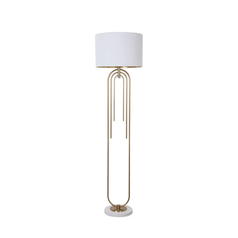 Roberta Floor Lamp – Matte Brass Base With White Shade 1