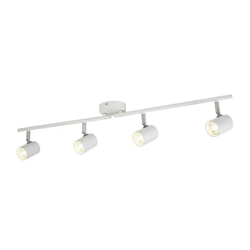 Rollo 4-Light Split-Bar Spotlight – Adjustable White Metal Ceiling Fixture 1