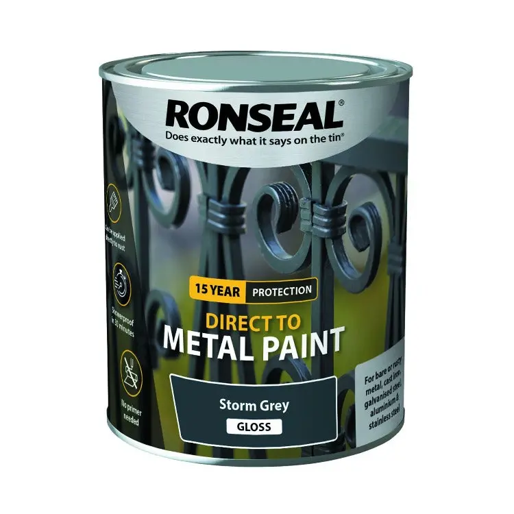 Ronseal Direct-To-Metal Steel Grey Gloss Paint – 750Ml Finish 1