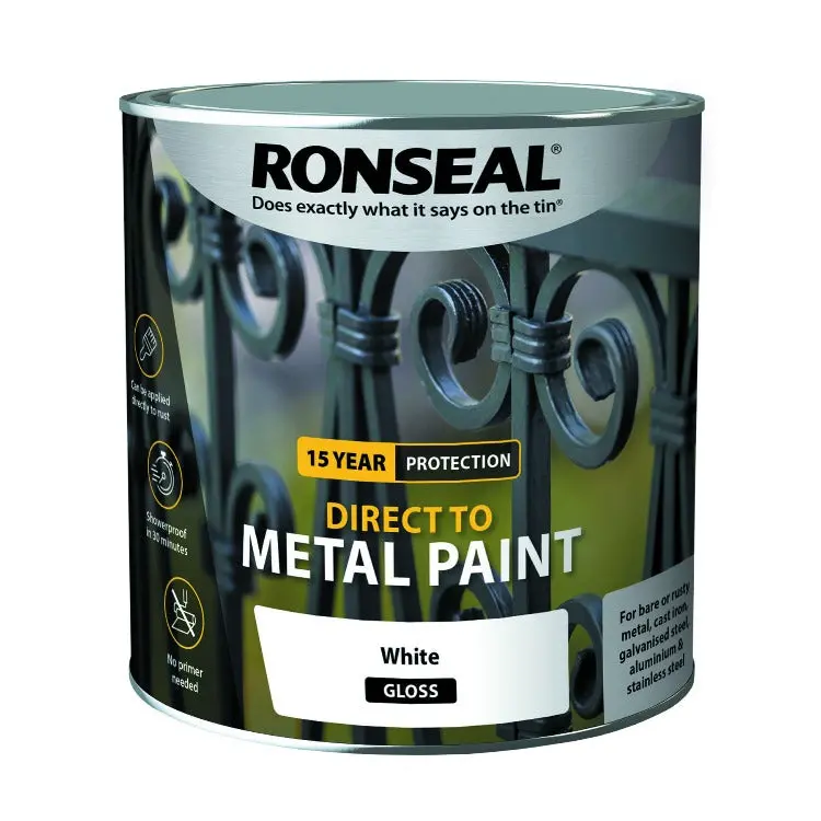 Ronseal Direct-To-Metal White Gloss Paint – 2.5L Can 1