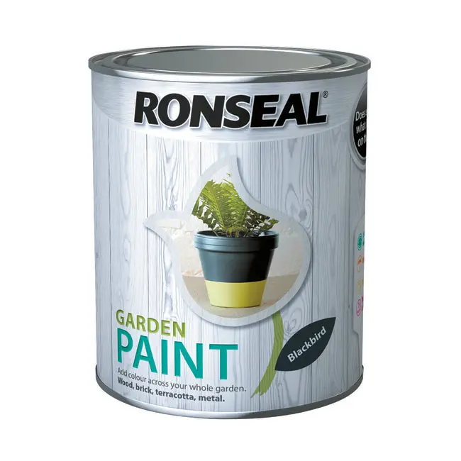 Ronseal Garden Paint In Blackbird Black – 750Ml 1