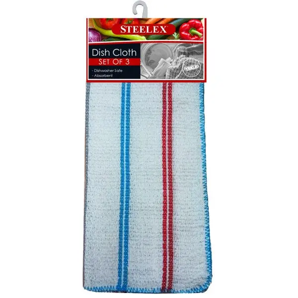 Set Of 3 Absorbent Cotton Dish Cloths – Reusable Kitchen Cleaning Towels 1