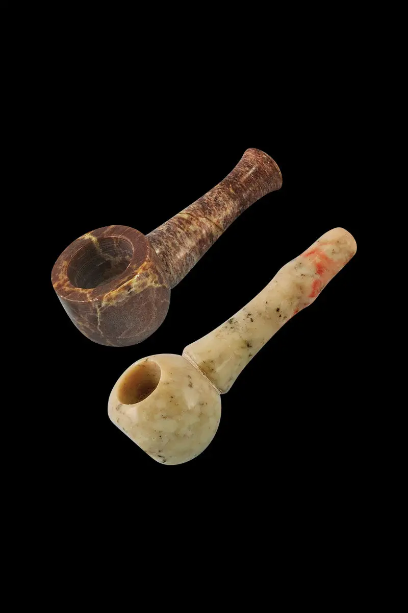 Set Of 6 Round Stone Pipes – Natural Small Hand Pipes 1
