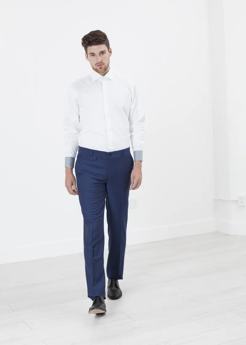 Sheridan Slim-Fit Cotton Trousers In Navy Blue 1