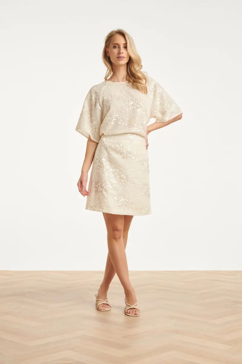 Shimmering Silver Sequin Mini Skirt With Contoured Fit 1