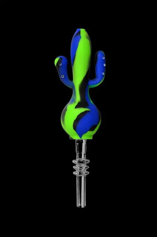 Silicone Cactus-Shaped Dab Straw With Collector Base 1