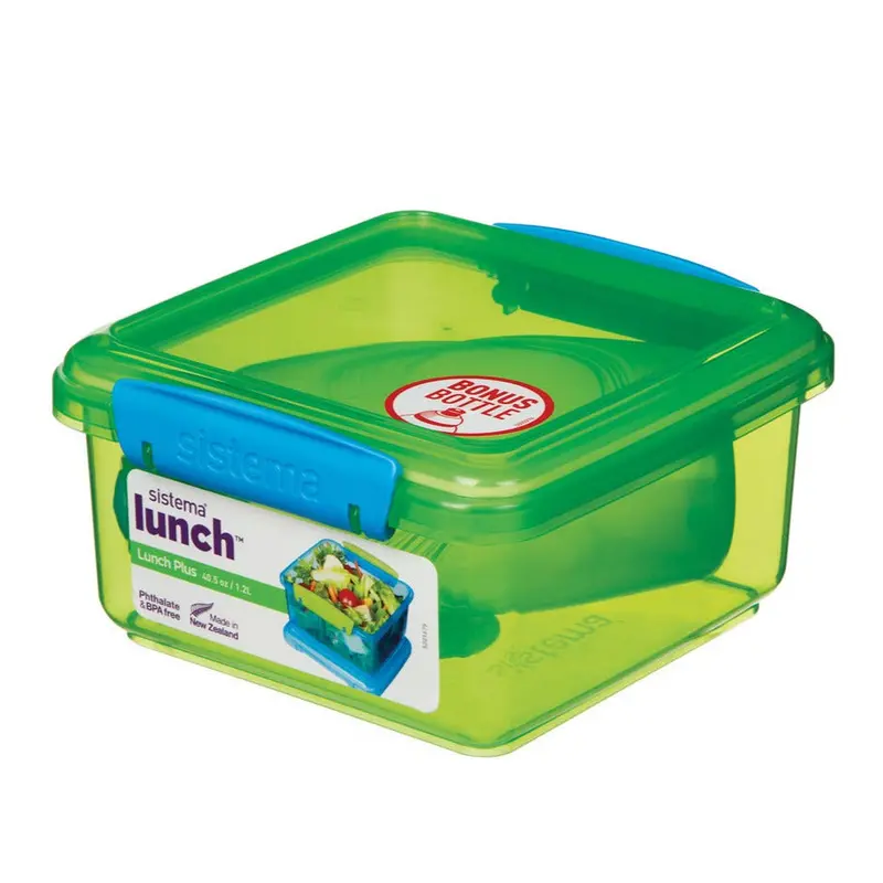 Sistema Lunch Plus 1.2L Food Container Set With 385Ml Drink Bottle – Green 1