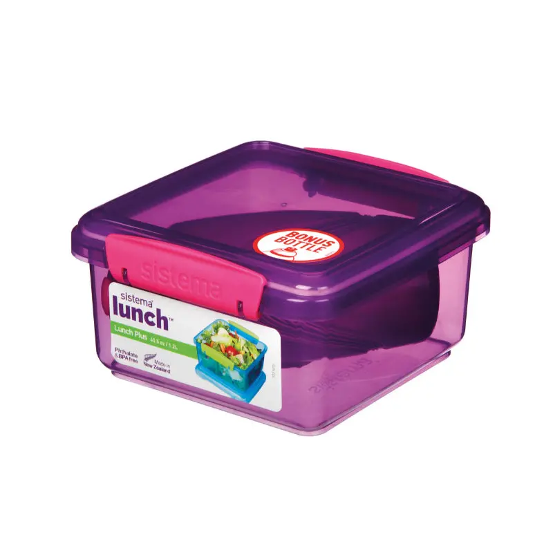 Sistema Lunch Plus 1.2L Meal Box Set With 385Ml Beverage Bottle – Purple 1