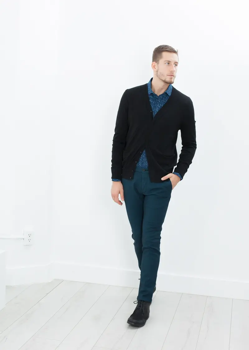 Sky Blue Diamond-Weave Trouser 1
