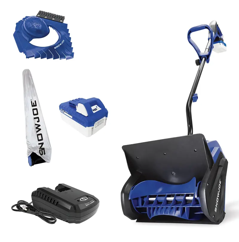 Snow Joe 24V-Ss13-Tv1 Bundle – 13-Inch Cordless Snow Shovel W/ 4-Ah Battery, Charger, Cover & Ice Dozer (Refurbished) 1