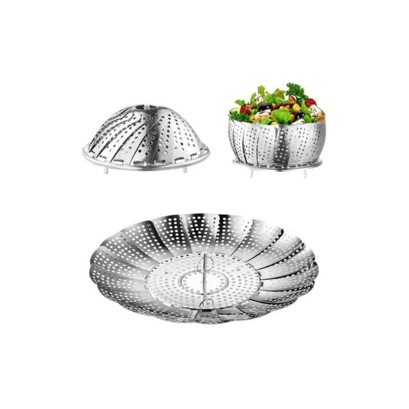 Steelex 9-Inch Adjustable Steamer Basket – Stainless Steel Collapsible Rack 1