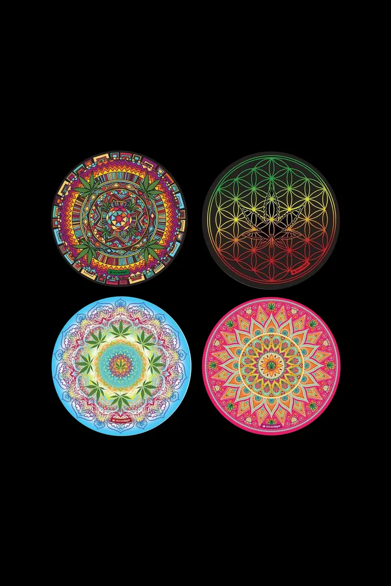 Stonerdays Mandala Dab Mat Set – 4-Piece Combo 1