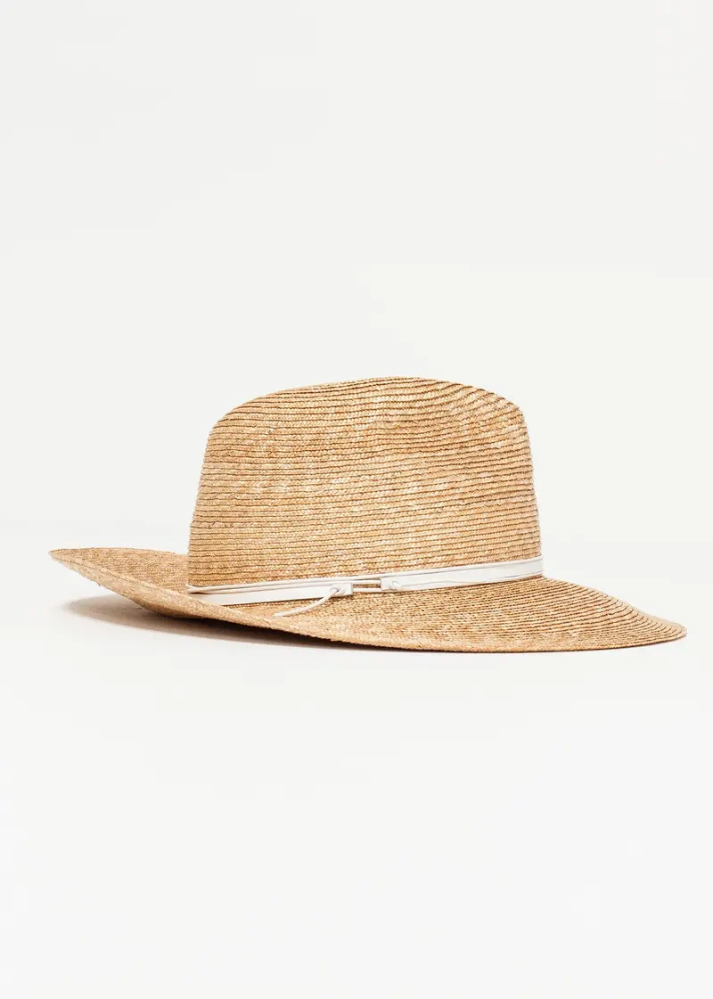 Straw And White Wrapped Sun Hat 1