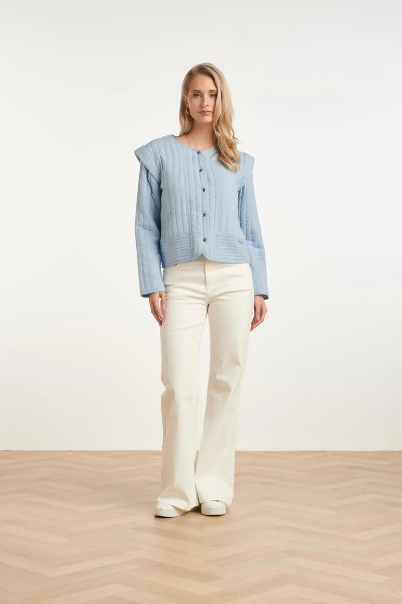 Structured Lined Denim Jacket With Button Closure 1