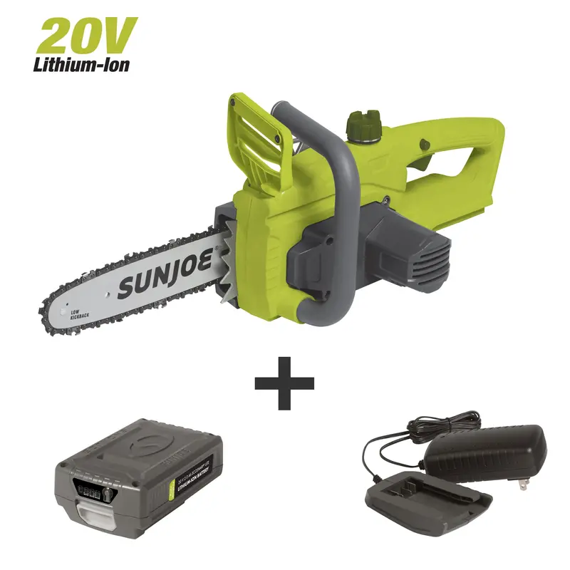 Sun Joe 20V Ion+ Cordless Chainsaw Kit – 10-Inch Bar With 2.0Ah Battery & Charger 1