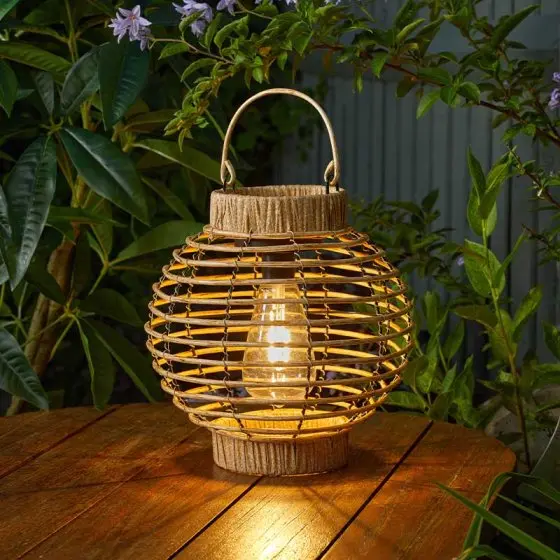 Terra Woven Rattan Solar Lantern For Garden & Patio 1
