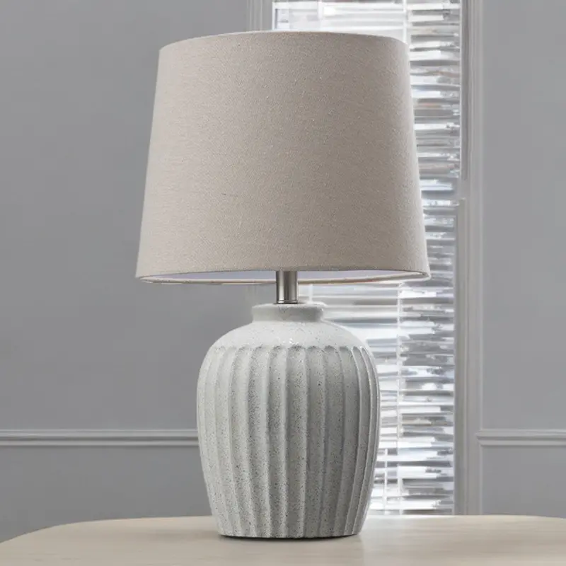 Textured Vertical-Ridge Ceramic Lamp – Modern Tactile Design, Matte Glaze Finish 1