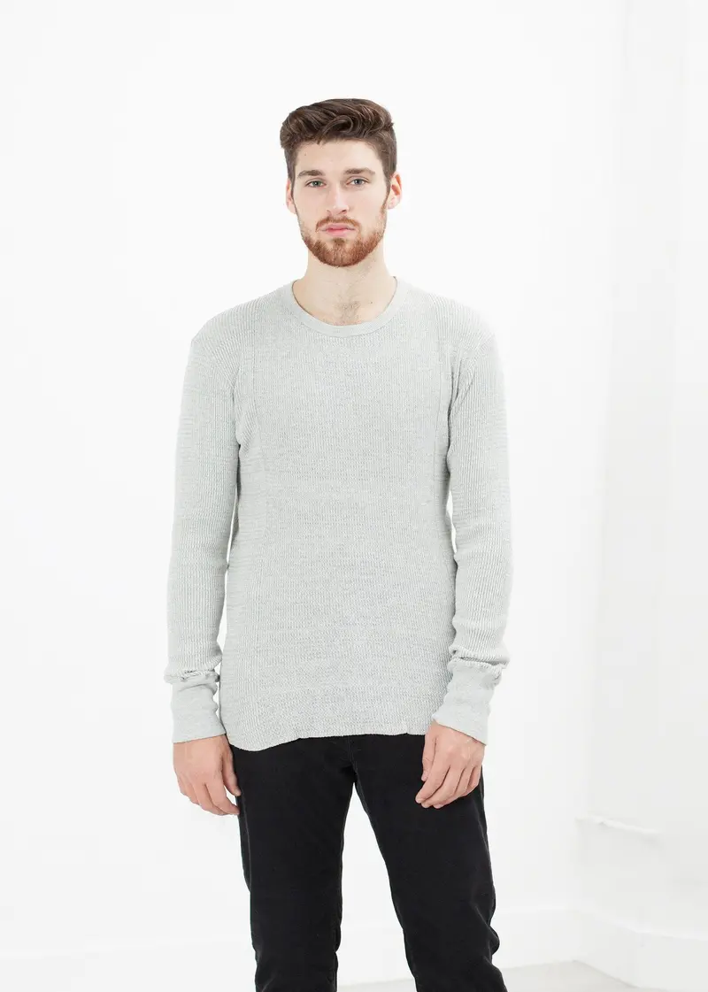 Waffle-Knit Long-Sleeve Cotton Tee 1