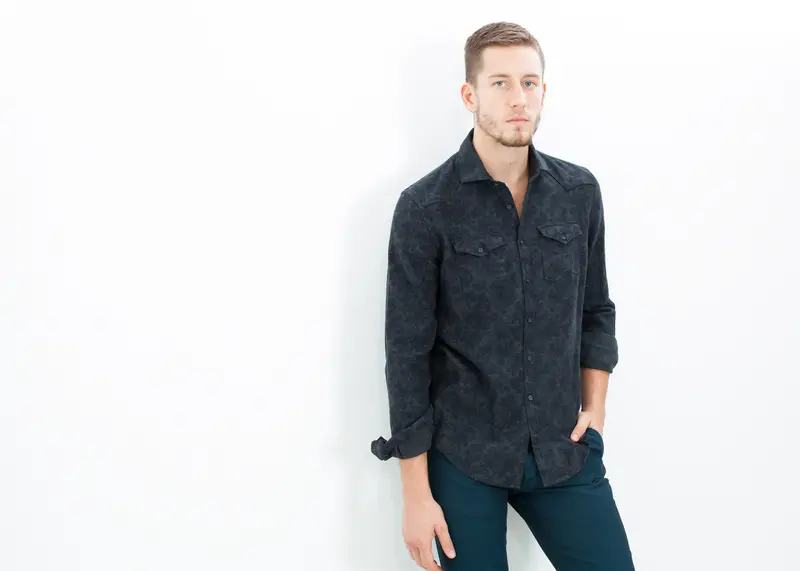 Western Arkansas Dark Hash Floral Button-Up 1
