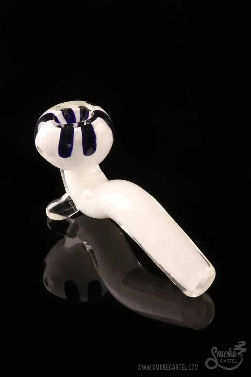 White Sherlock Pipe With Black Daisy-Fritted Bowl 1