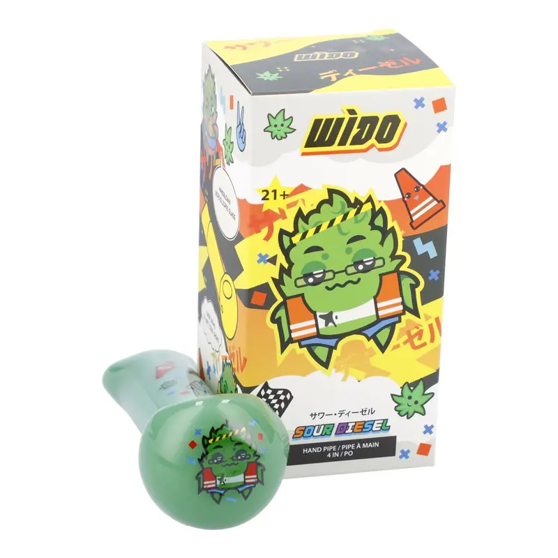 Wido 4-Inch Sour Diesel Glass Hand Pipe – Milky Green Finish 1