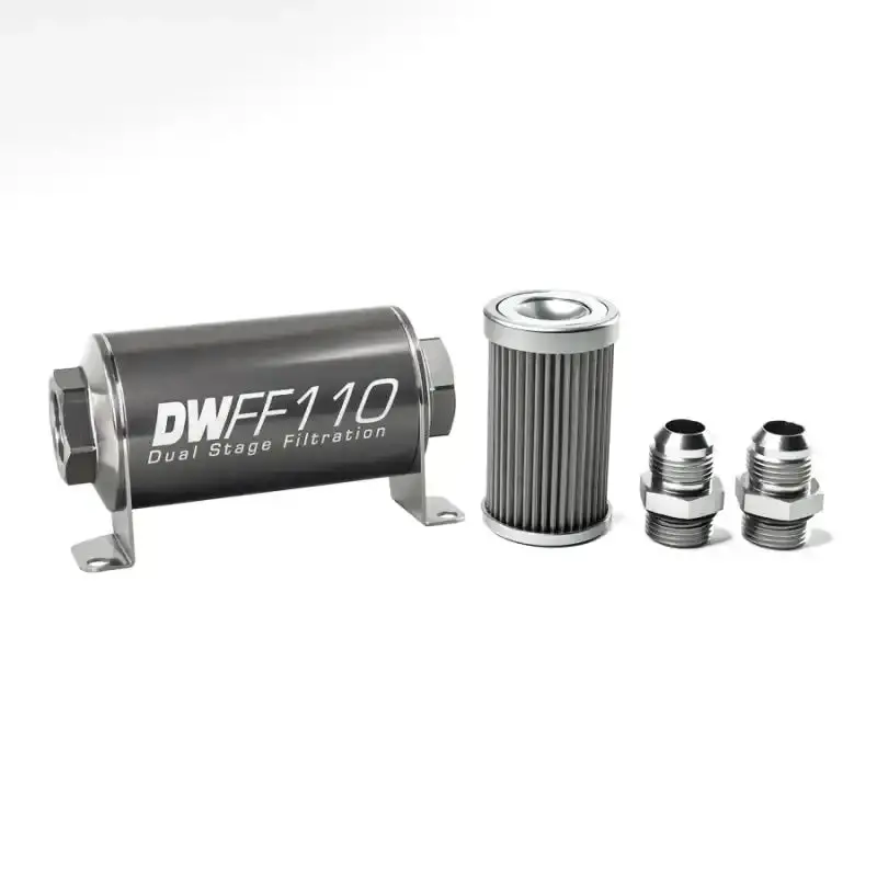 Deatschwerks 10An Universal Inline Fuel Filter Housing – 40-Micron, 110Mm Stainless Steel 1